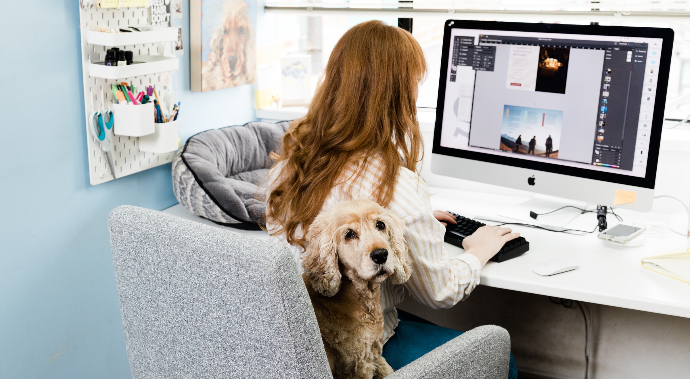 Rachael and Holly Dog Working at Steady Studio | Photo By: Mateus Studios